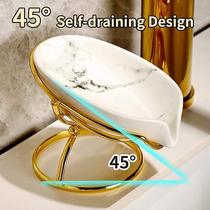 Dobbyby Leaf-Shaped Ceramic Soap Dish - Image 3