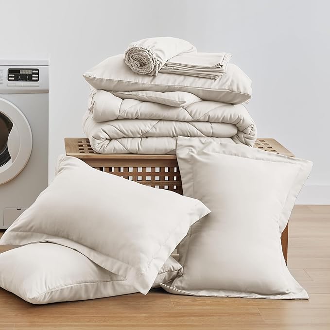 Love's cabin King Size Comforter Set Off White, 7 Pieces King Bed in a Bag - Image 6