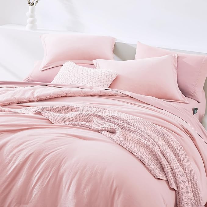 WRENSONGE Full Size Comforter Set- 7 Pieces Soft Pink Bed in a Bag Full Size - Image 4