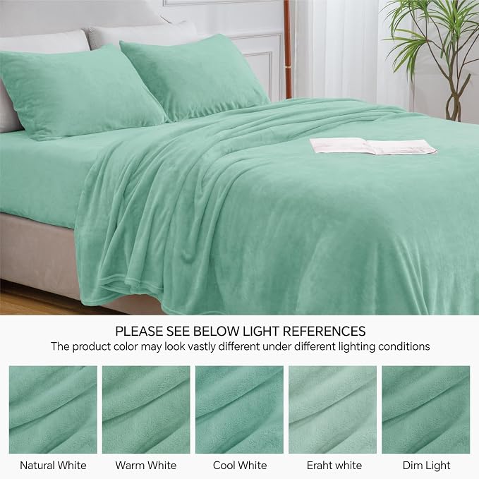 BEDELITE Flannel Sheets Twin Size Haze Blue - Image 9