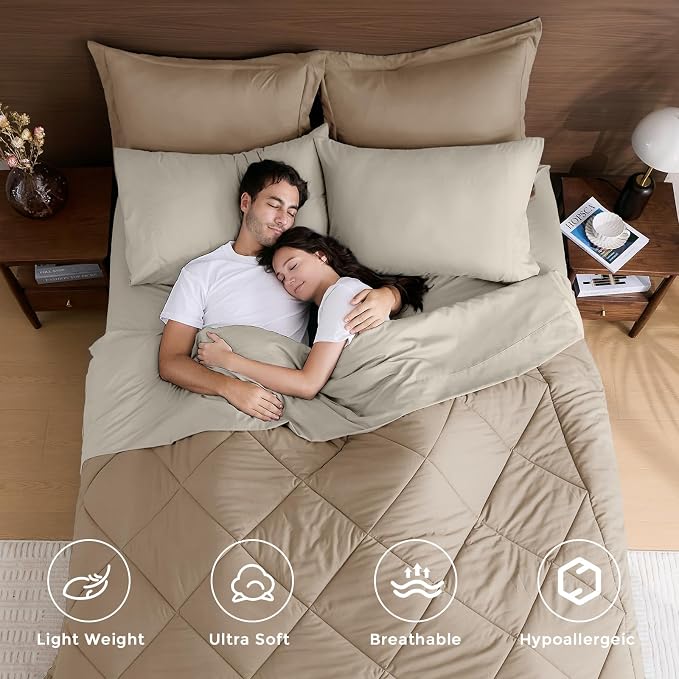 HEVUMYI Khaki & Linen Twin Comforter Set - Image 2