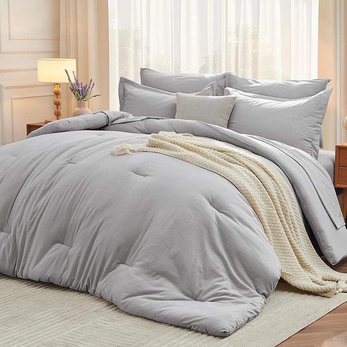 MUXHOMO 7 Pieces Queen Comforter Set, Soft Bed in a Bag Queen Size, All Season by MUXHOMO