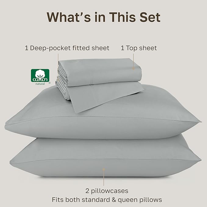 California Design Den Queen Size Bed Sheets Set, 100% Cotton Bed Sheets - Image 4