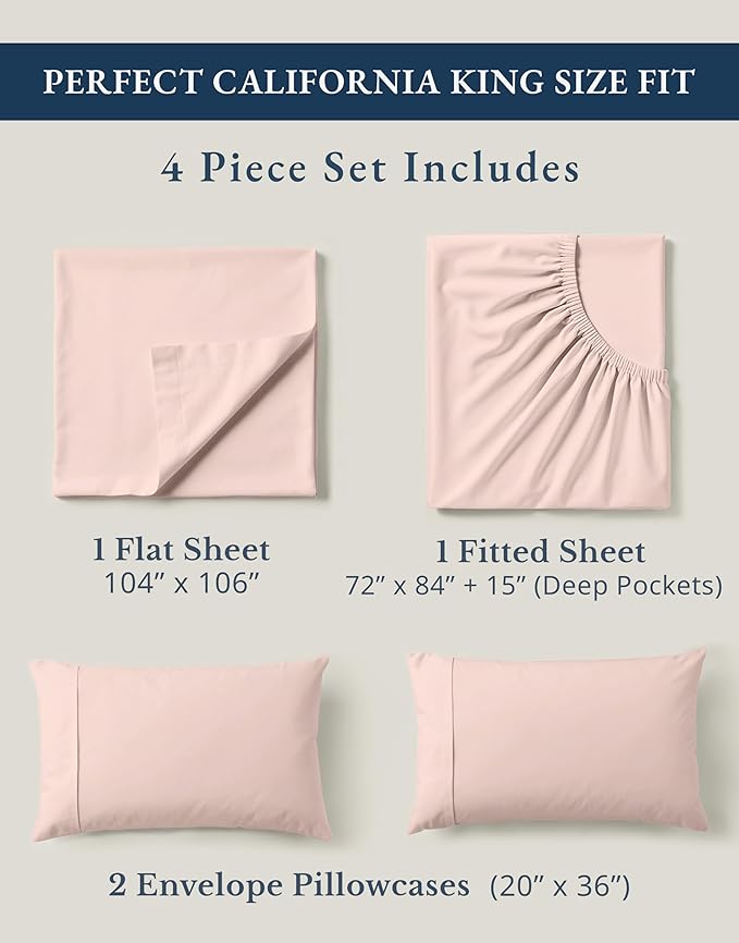 LANE LINEN 100% Organic Cotton Fully Elasticized California King Sheet Set - Image 4