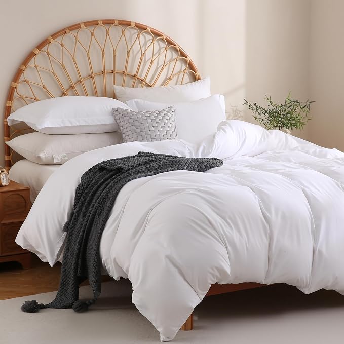 JSD White Duvet Cover Set King Size, 3 Piece Duvet Cover - Image 6