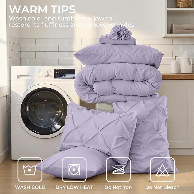 Sasttie Queen Comforter Set, 7-Piece Bed in a Bag, Pintuck Bedding Sets - Image 9
