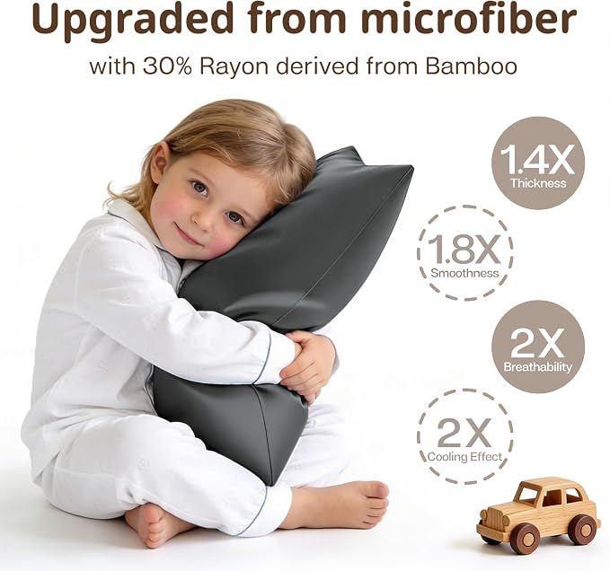 MR&HM Breathable Toddler Pillowcase 13"x18" Travel Pillow Case Set of 2 - Image 3