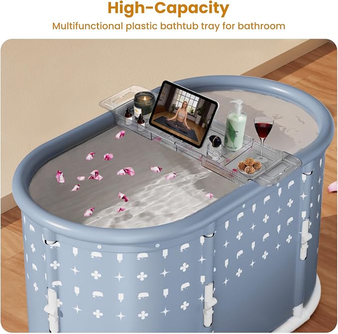 Foldable Bathtub Tray, Expandable to 80cm Acrylic Bath Tray - Image 3