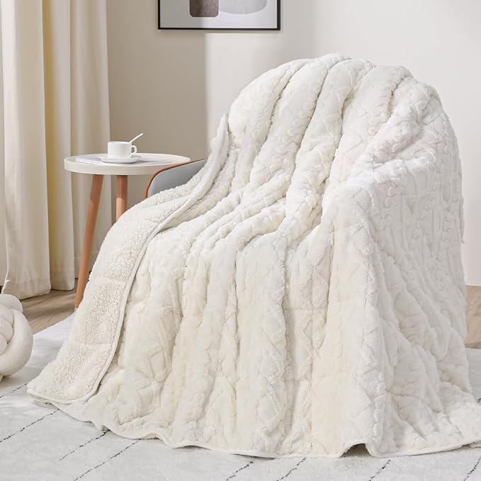 Drewin Comfort Weighted Blanket 20lbs, Stylish Jacquard Sherpa Weighted Blankets by Home