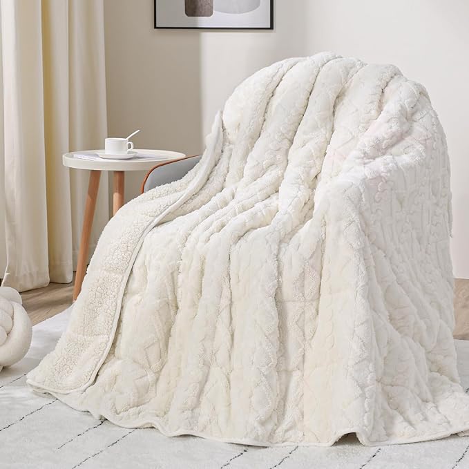 Drewin Weighted Blanket 15lbs Queen Size, Soft and Thick Jacquard Sherpa Heavy - Image 2
