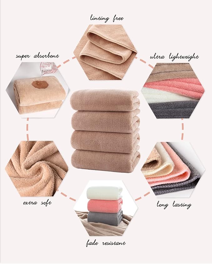 Lumimi Towels 4 Pack Soft Microfiber Bath Towel Set Salon Gym Yoga Travel Very - Image 4