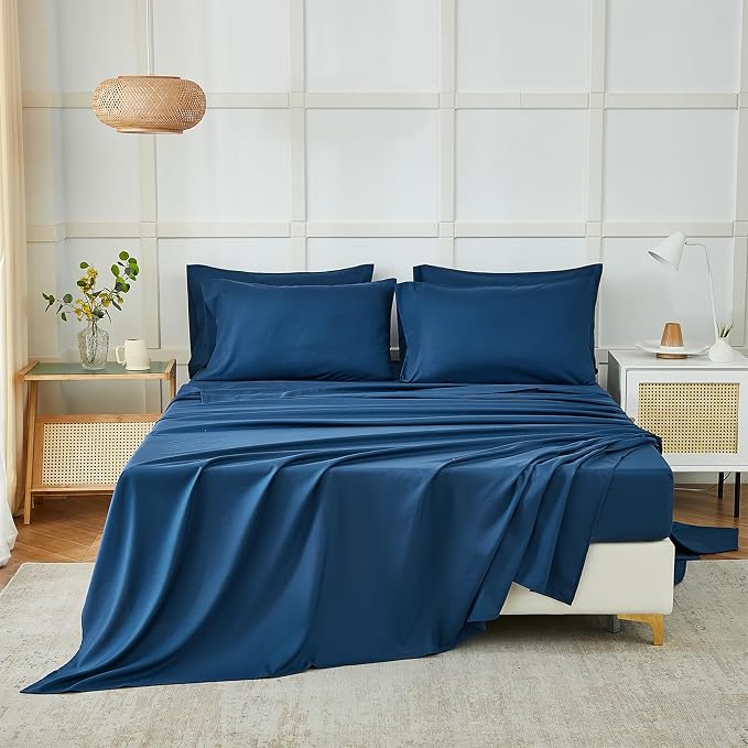 ILAVANDE Navy Blue Queen Sheets Set 6 Piece, Hotel Luxury Super Soft 1800 - Image 2