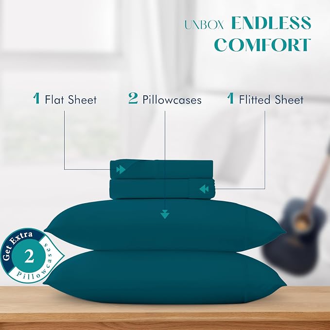 XOOX Linen 100% Egyptian Cotton Sheets California King Size - Image 3