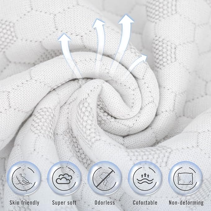 HIMOON Shredded Memory Foam Pillows, Medium Firm Standard Size Pillows 2 Pack - Image 3
