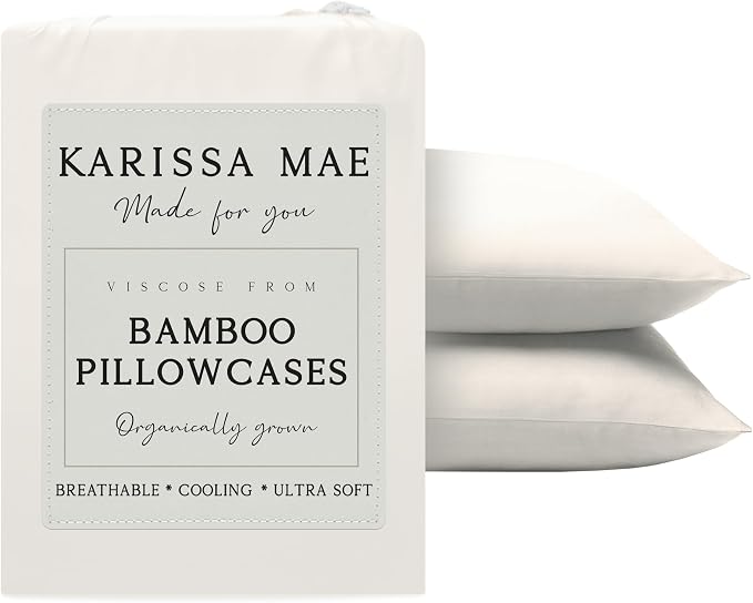 Karissa Mae Cooling Bamboo Viscose Standard Size Pillowcase Set | 100% by KARISSAMAE