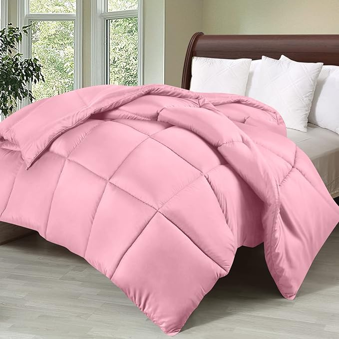 Utopia Bedding Queen Comforter Duvet Insert, Quilted Pink Comforter - Image 2