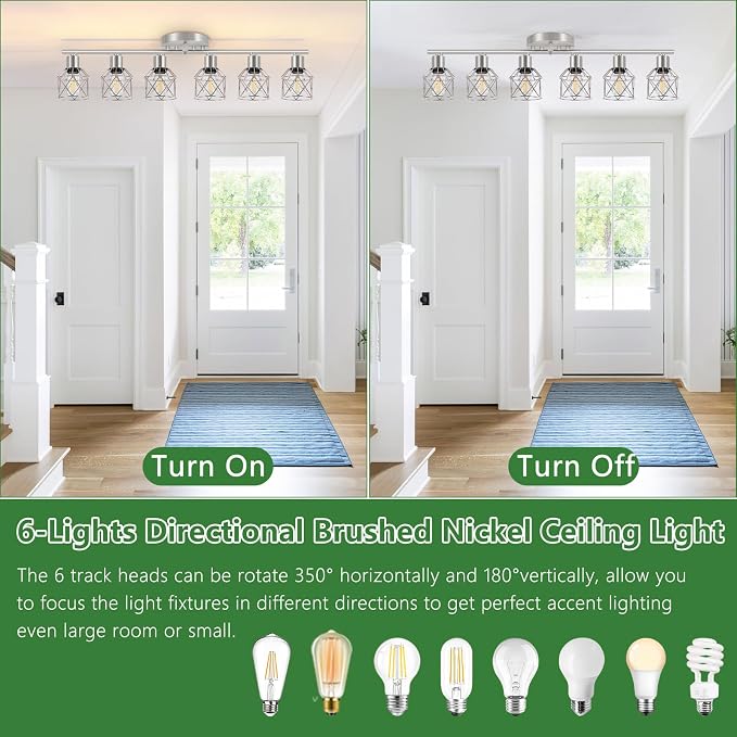 Baocuz 6-Light Brushed Nickel Multi-Directional Semi Flush Mount Ceiling Light - Image 5