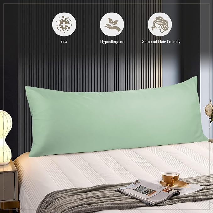 WishSmile Body Cooling Pillowcase Long Pillow Case Breathable Cool Silky Soft - Image 3