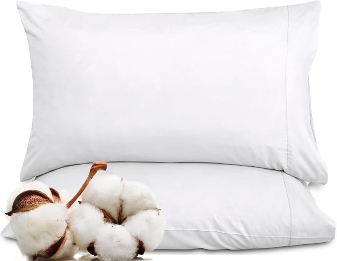 Royale Linens White Cotton Pillow Cases Queen Size Set of 12 - Image 9