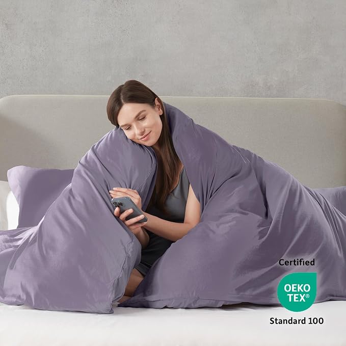 Nestl Grayish Purple Duvet Cover King Size - Image 3
