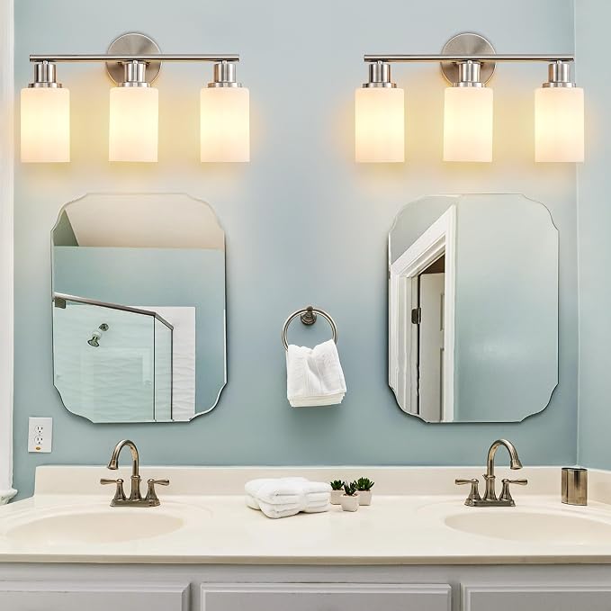 DLLT 3-Light Bathroom Light Fixtures: Nickel Modern Vanity Lights - Image 5