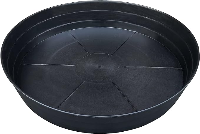 25 Inch Extra Large Plant Saucers, Extra-Deep 4.25 in Black Drip Trays by LWALRS