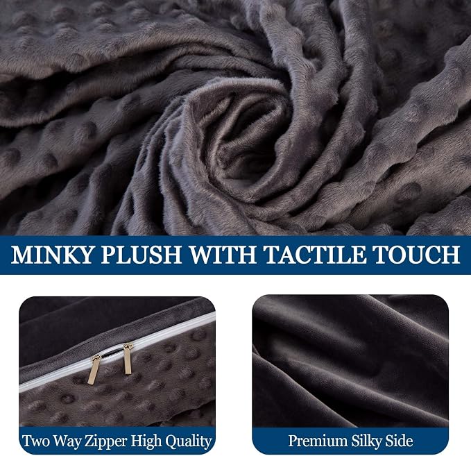 Weighted Blanket with Cover Queen Size Heavy Blanket Removable Soft Grey - Image 5