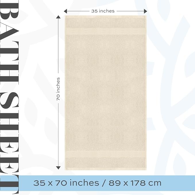 White Classic Luxury Soft Ivory Bath Sheet Towels - Image 4