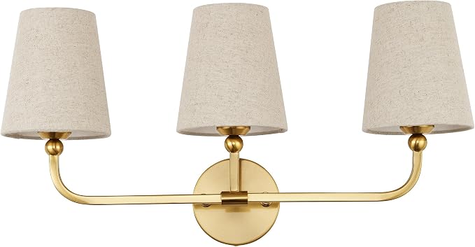 3-Light Bathroom Light Fixtures, Brushed Gold Vanity Lights by Metwet