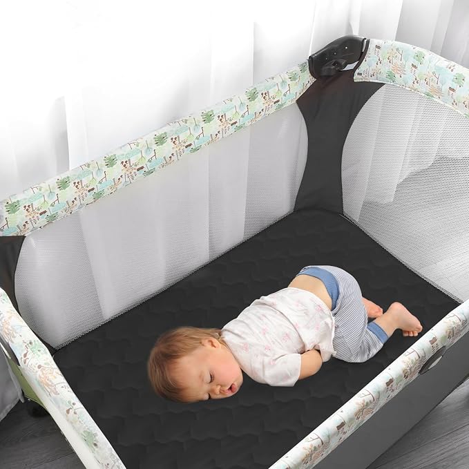 2 Pack Pack and Play Mattress Protector Sheets Fitted Waterproof Playard - Image 4