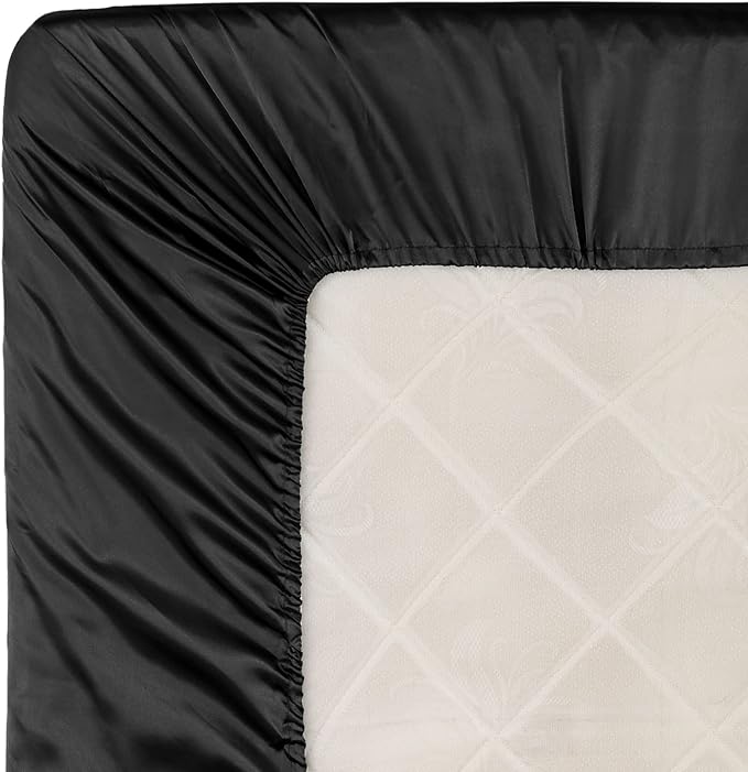 Homiest Black Satin Fitted Sheet Full Size Deep Pocket Luxury & Ultra Soft - Image 6