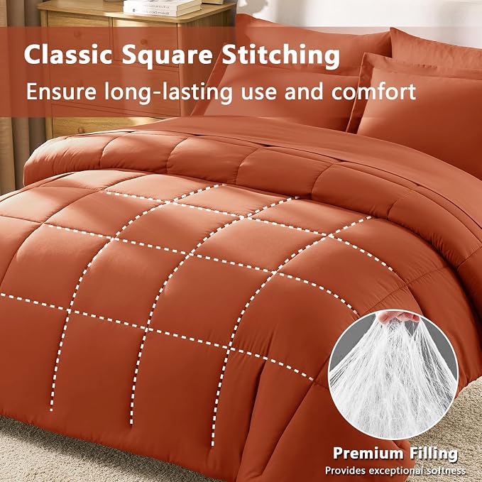CozyLux King Size Comforter Set Terracotta - Image 6