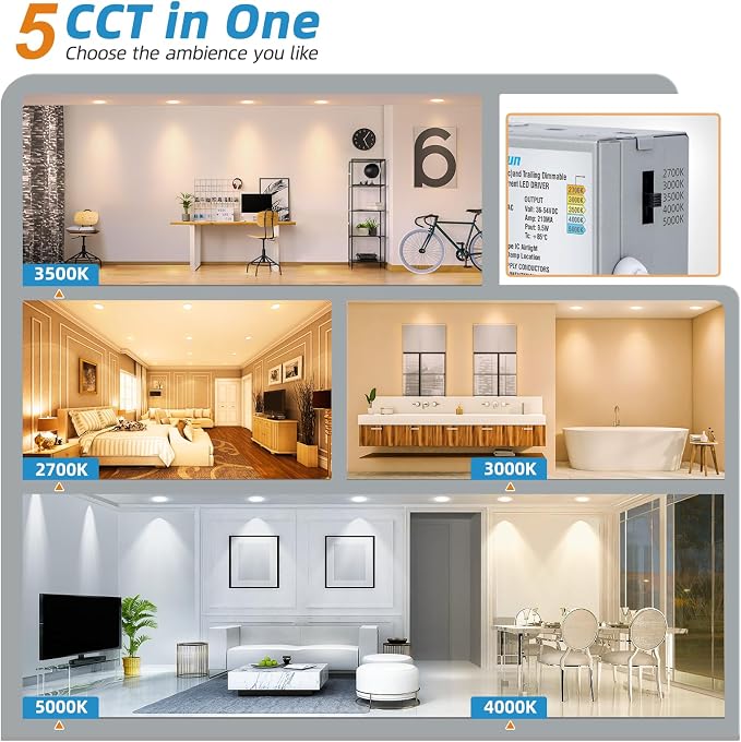 VOLISUN 12 Pack 4 Inch 5CCT Recessed Light - Image 2