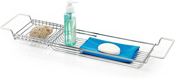 Home Intuition Stainless Steel Expandable Shower Bathtub Tray Over The Clawfoot - Image 3
