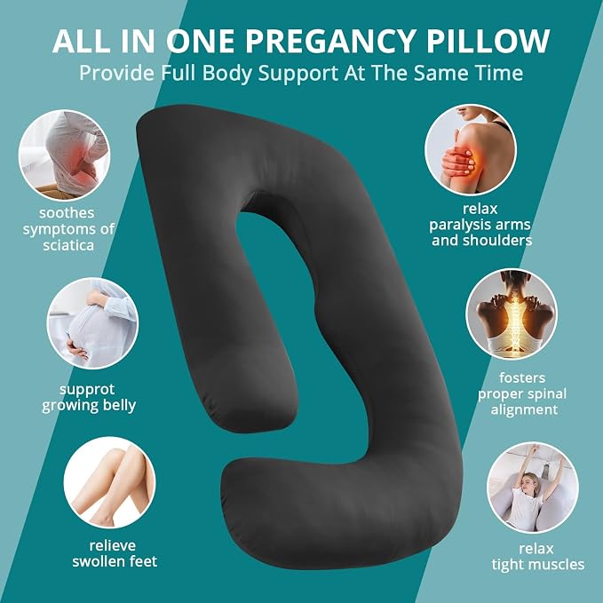 Sasttie Pregnancy Pillows for Sleeping, U Shaped Cooling Full Body Pillow - Image 7