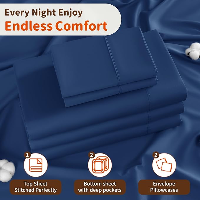 LBRO2M Split King Sheet Sets for Adjustable Bed 1000 Thread Count 100% Egyptian - Image 5