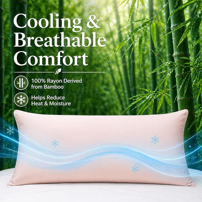 evoLive 100% Rayon Derived from Bamboo Cooling Breathable Body Pillow - Image 2