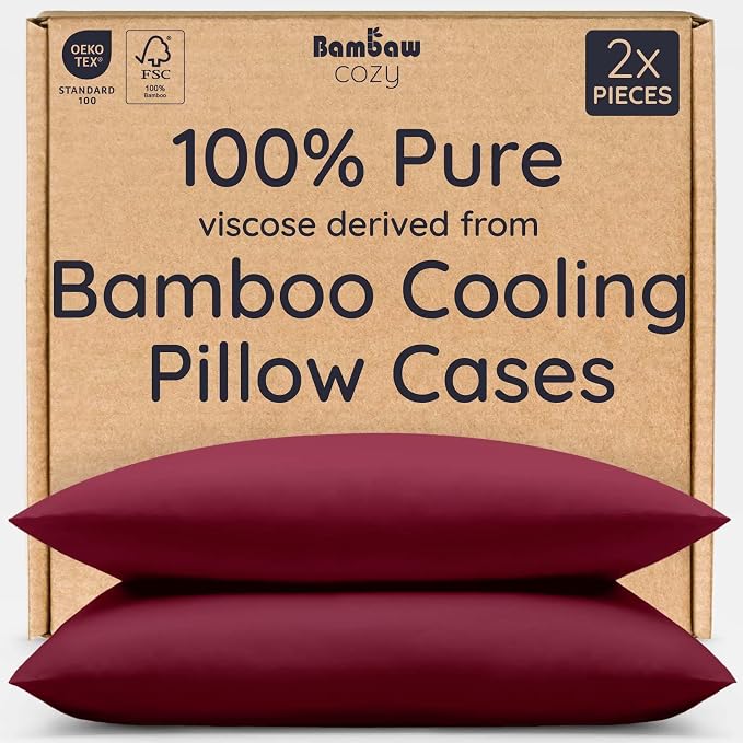 Bambaw 100% Viscose Derived from Bamboo Pillowcase King Size – Set of 2 Cooling by Bambaw