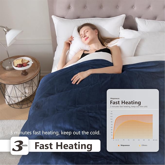 Wapaneus Heated Blanket Electric Queen Size 84"x90"-Dual Control - Image 3