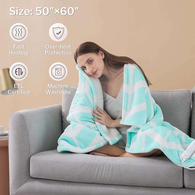 VENTIMI Electric Blanket Heated Throw, Fast Heating Blankets - Image 5