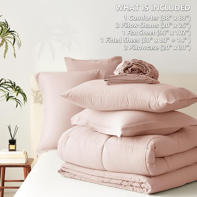 CozyLux Queen Comforter Set Blush Pink - Image 7