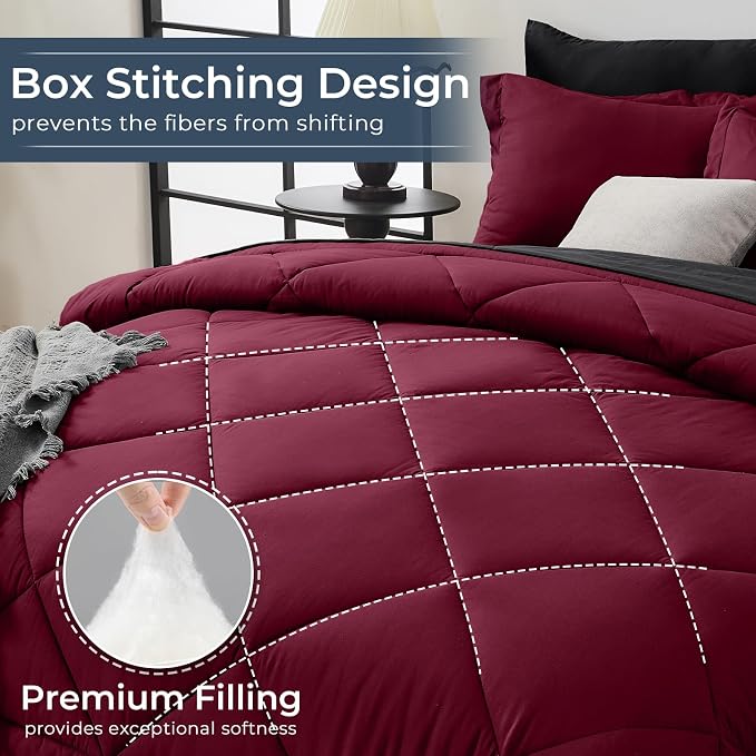 HEVUMYI Red & Black Queen Comforter Set - Image 4
