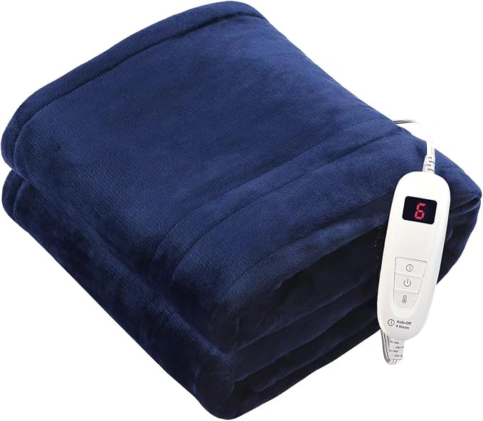Tefici Electric Heated Blanket Throw, Super Cozy Soft 2-Layer Flannel 50" x 60" by StayWarmStayHappy