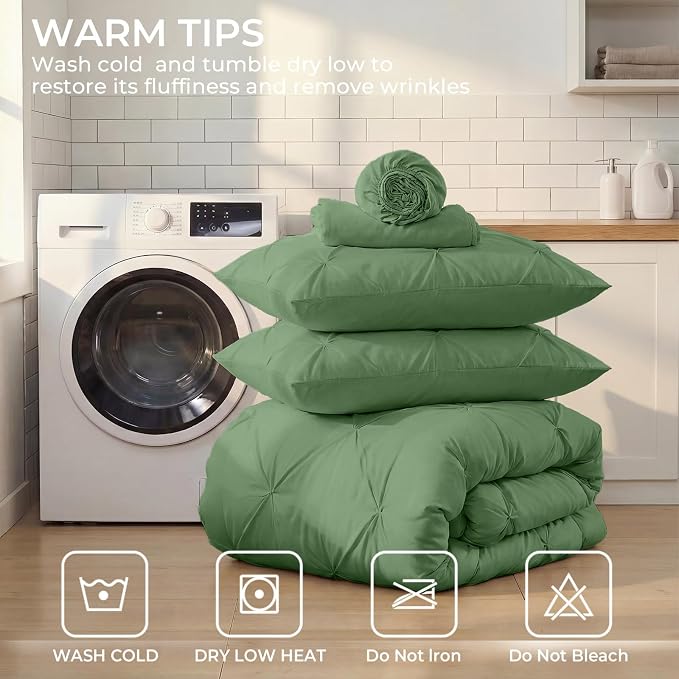 Sasttie Twin XL Comforter Set, 5-Piece Bed in a Bag, Pintuck Bedding Sets - Image 9
