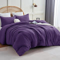 CozyLux Queen Comforter Set Purple, 3 Pieces Solid Comforters Queen Size by CozyLux