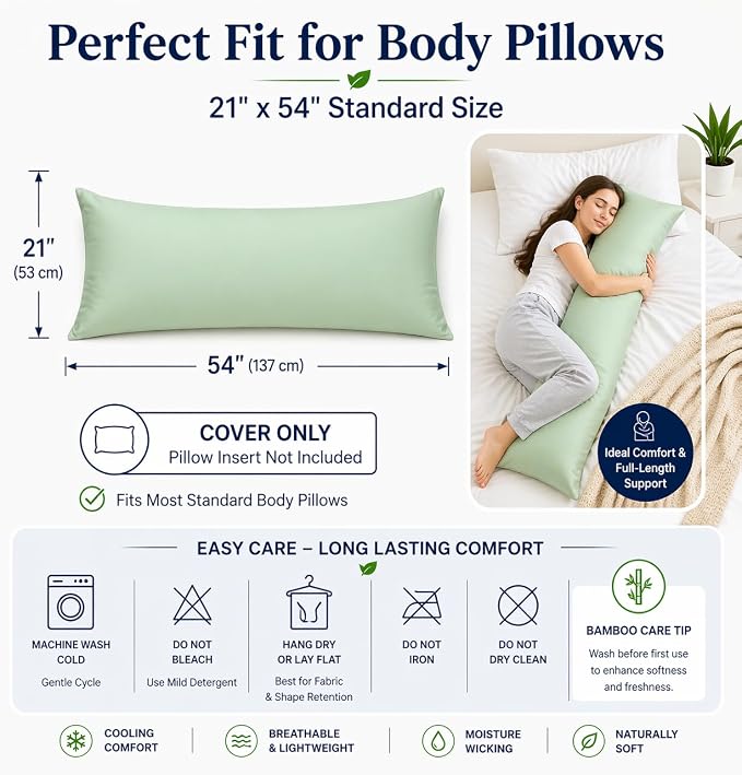 evoLive 100% Rayon Derived from Bamboo Cooling Breathable Body Pillow - Image 7