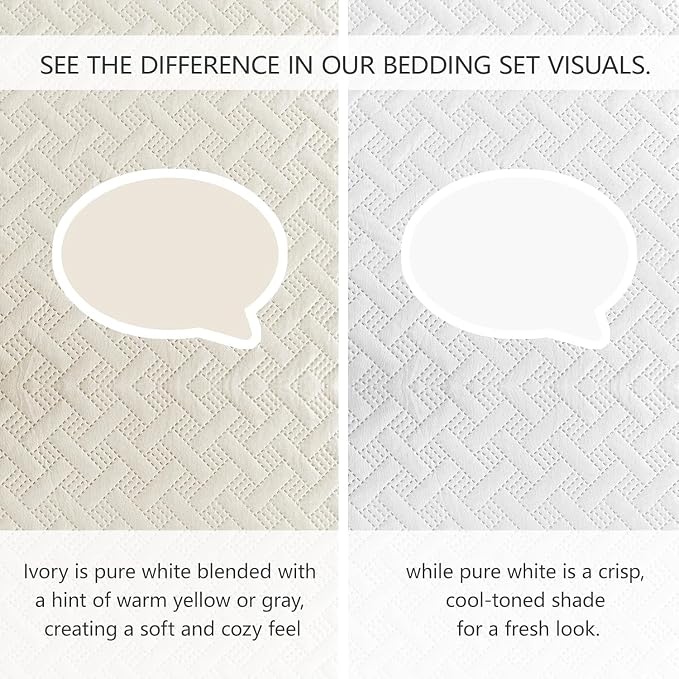 FLYMME Quilts King Size, Lightweight Cream Bedspreads, Basket Weave Pattern - Image 5