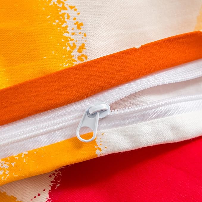 SUSYBAO Orange Flower Duvet Cover King 100% Cotton Burnt Orange Floral Duvet - Image 4
