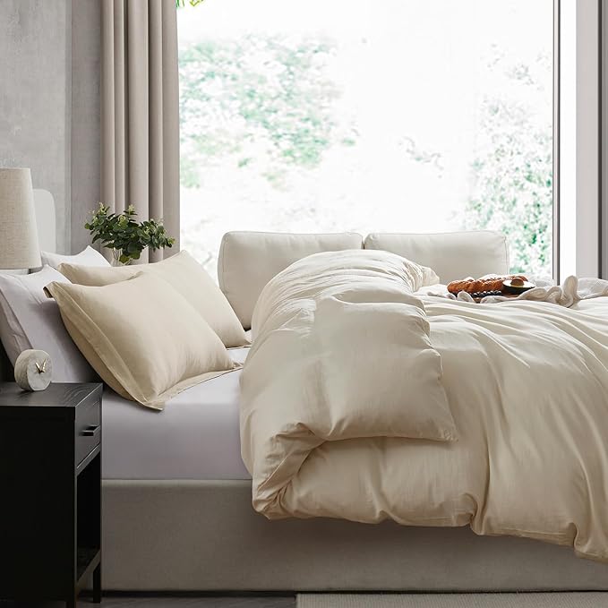 Nestl Beige Cream Duvet Cover King Size - Image 7