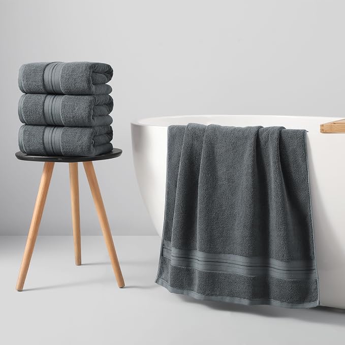 REDKISS 100% Cotton Bath Towels Set of 4, Extra Large Bath Sheets 27 X 59 Inches - Image 4
